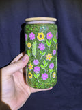 Green Flower Glitter Cup